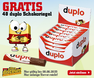 40 duplo Schokoriegel gratis