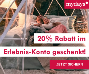 20% Rabatt im Erlebnis-Konto geschenkt